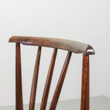 Chaises de salle à manger scandinaves à dossier fuseau en palissandre et revêtement blanc cassé