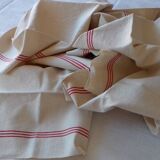 4 tea towels, rustic canvas, bistres.