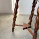 Set of 4 turned oak stools.