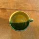 Large bowl in vintage green and yellow enamelled ceramic