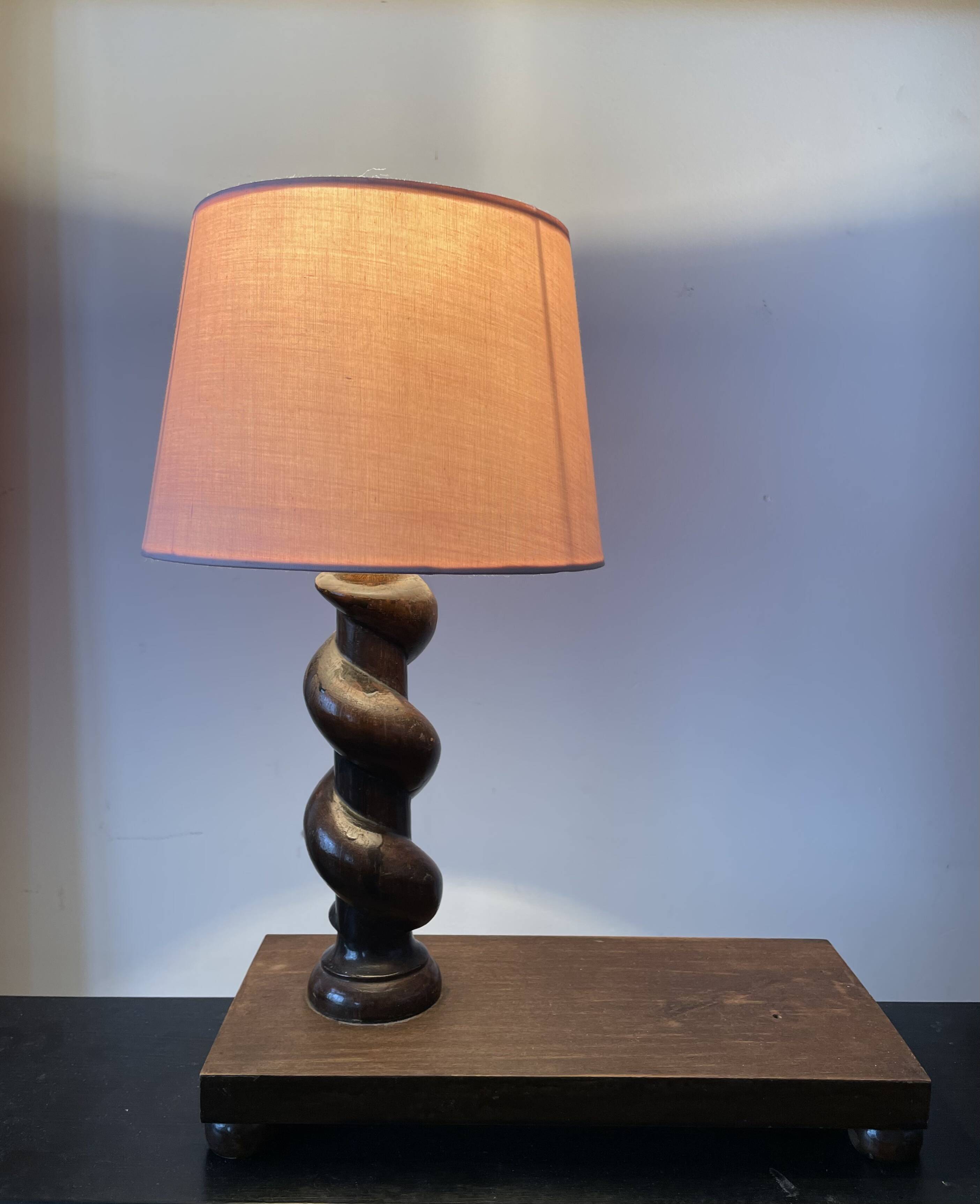 Old wooden table lamp