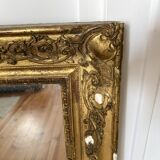 Miroir ancien en bois doré et glace au mercure XIXème, trumeau de cheminée vintage