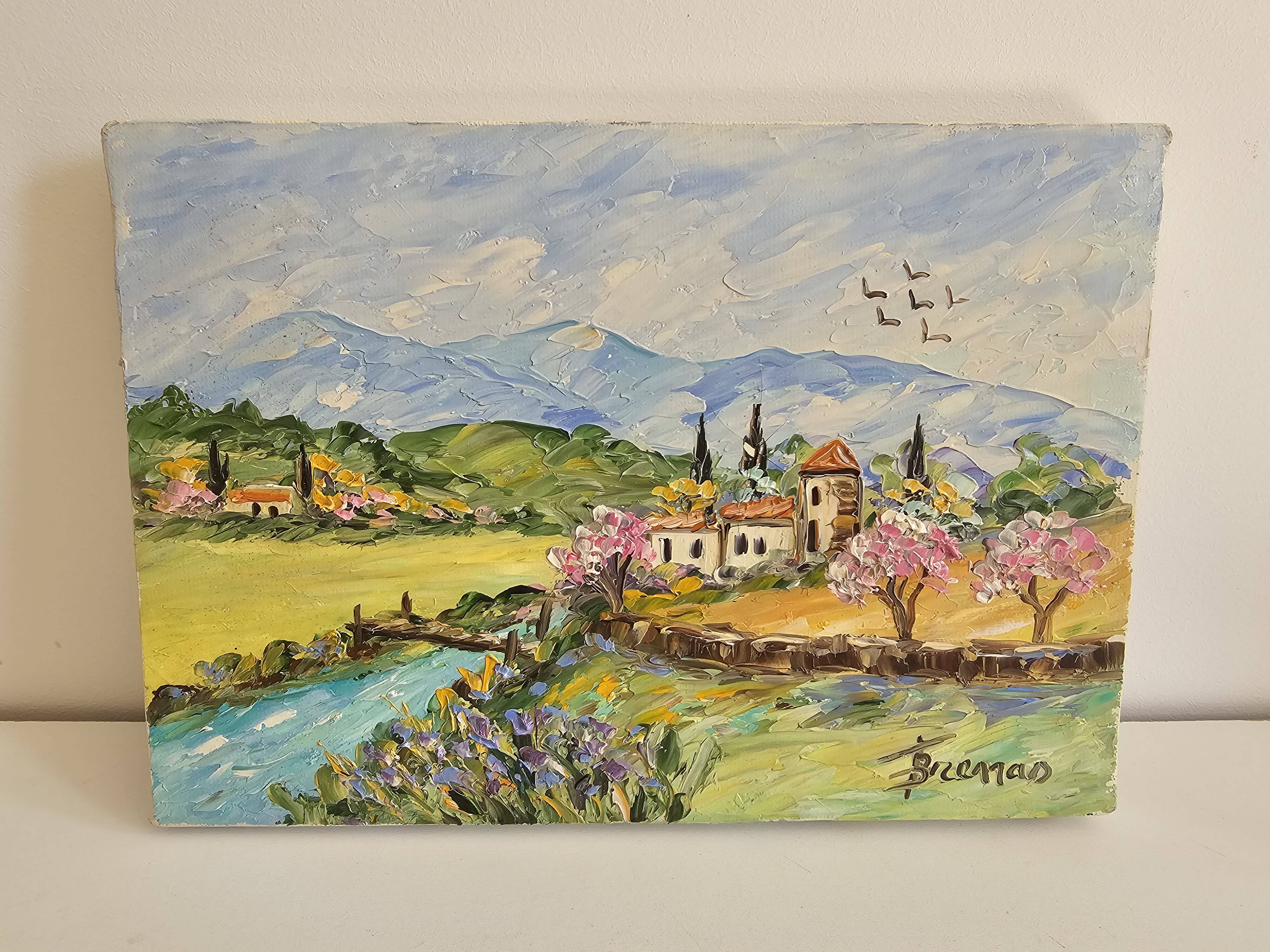 Tableau huile sur toile Paysage d'Oc signé Fernand Brenas