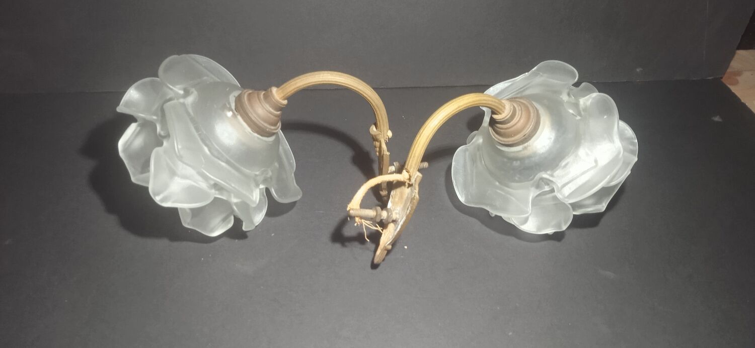 Vintage glass flower wall lamps