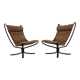 Sigurd Ressell Pair of Falcon Chairs Leather by Vatne Møbler Norway
