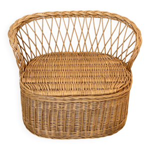 Banquette coffre en rotin