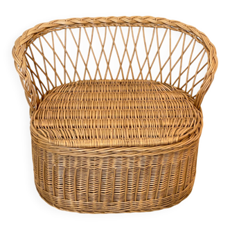 Rattan storage bench - 1970s