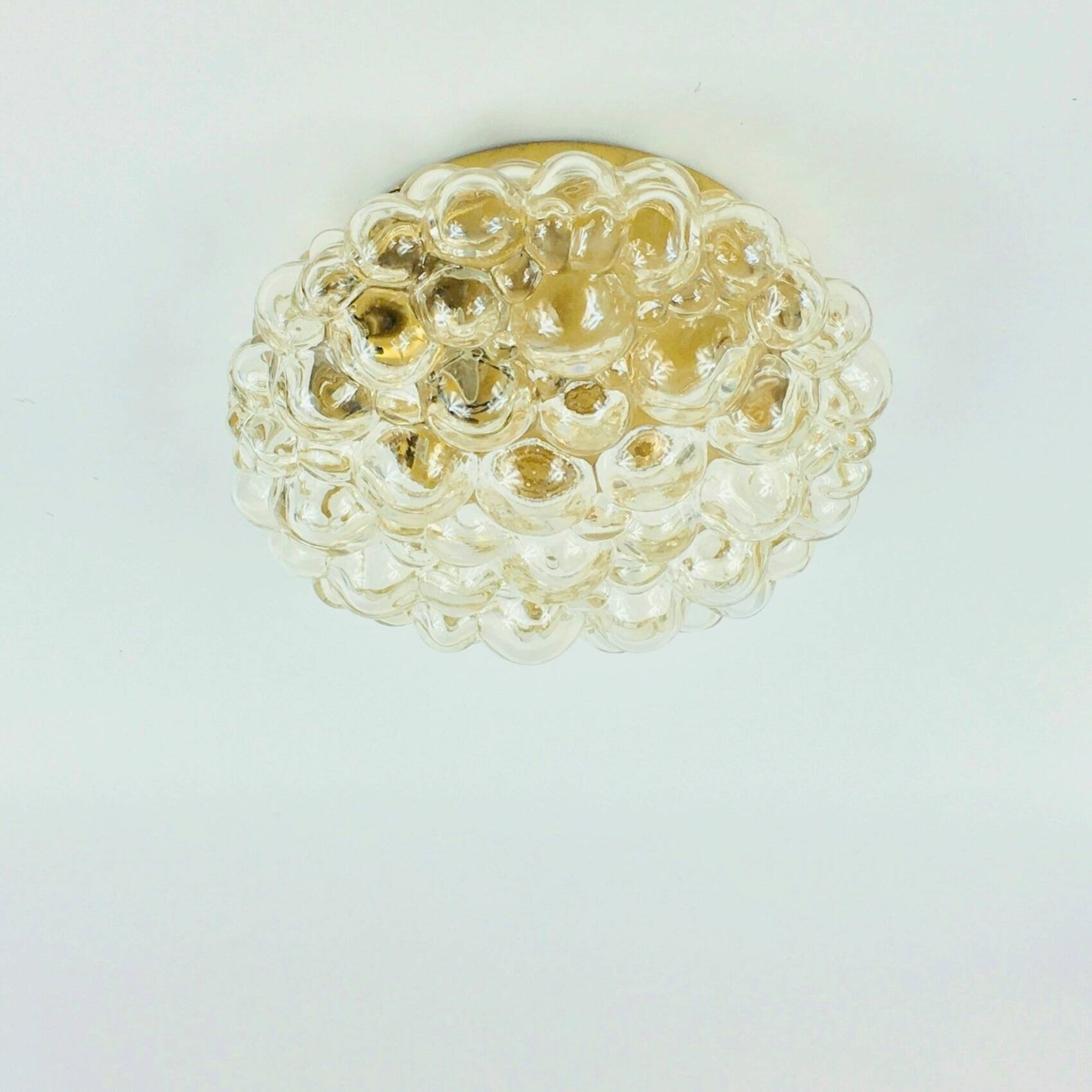 Large Mid-Century Amber Bubble Glass Ceiling Light by Helena Tynell, 1960s