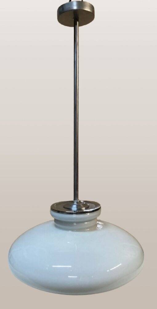 Opaline glass pendant lamp for recycled kitchen counter, vintage glass lampshade, 1960