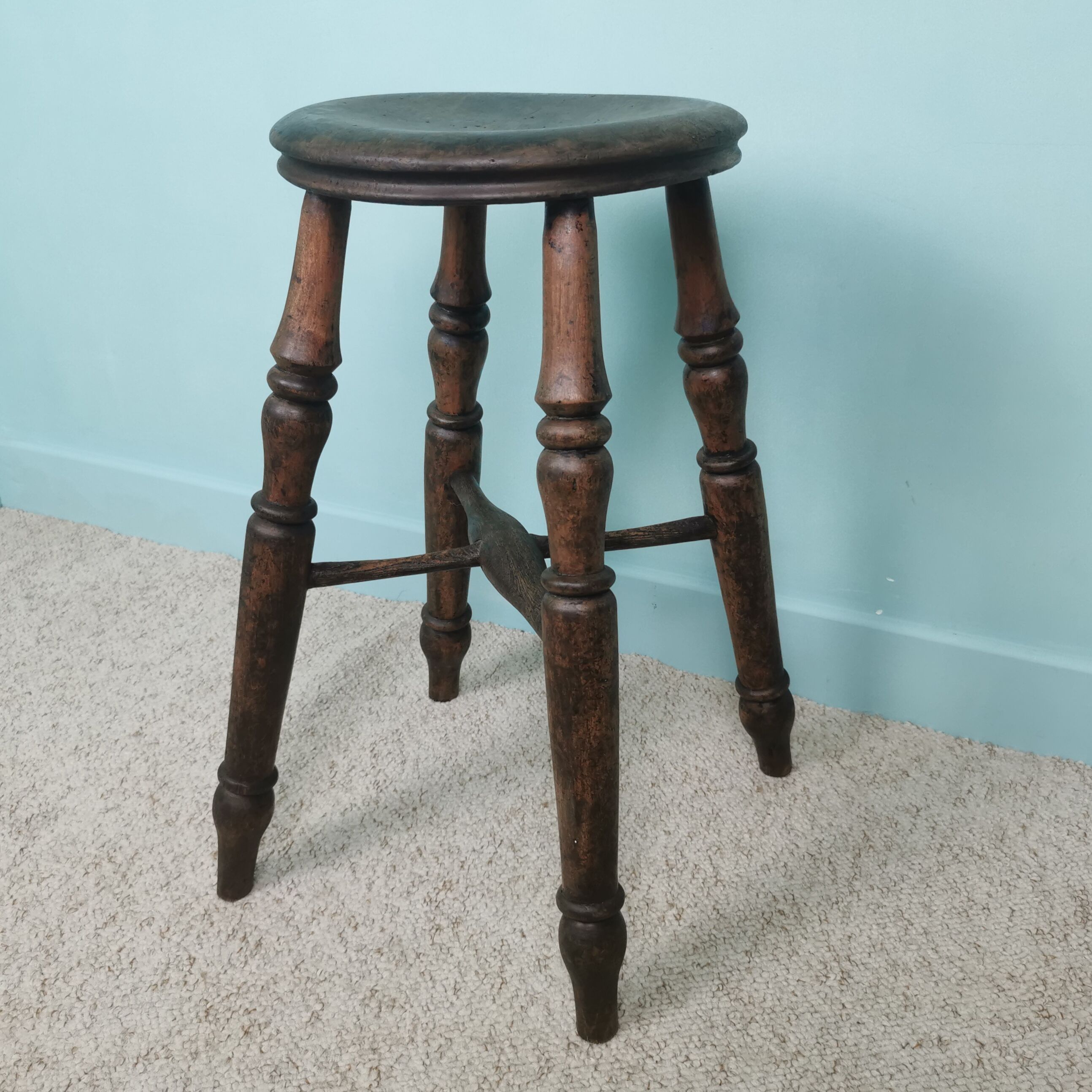 Turned wooden stool