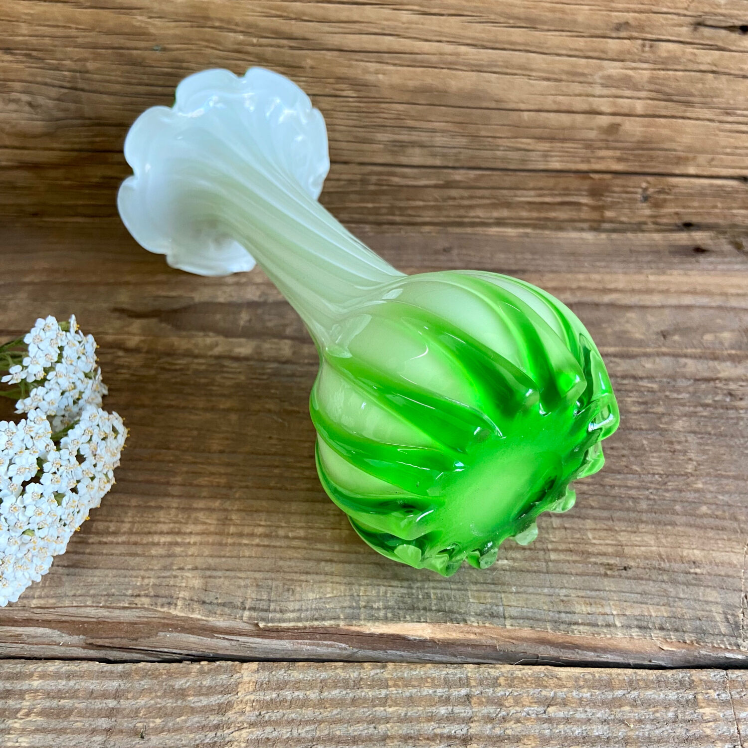 Green blown glass vase