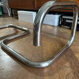 1970s design coffee table in rectangular glass with chrome legs