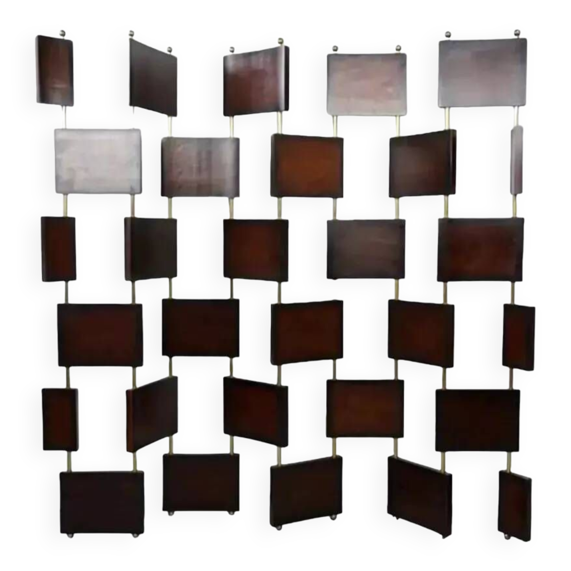 Vintage screen in wood and brass