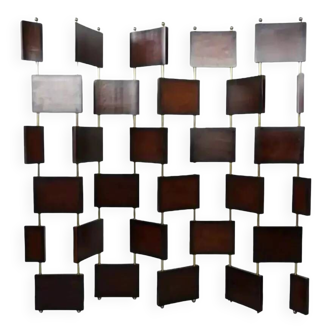 Vintage screen in wood and brass