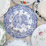 Mismatched antique dinner plates