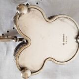 Serviteur salière , poivrier et moutardier en verre ciselé et métal argent