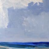 Contemporary "Summer Clouds" Abstract Seascape by British Artist Ian Mood, Framed Oil Painting
