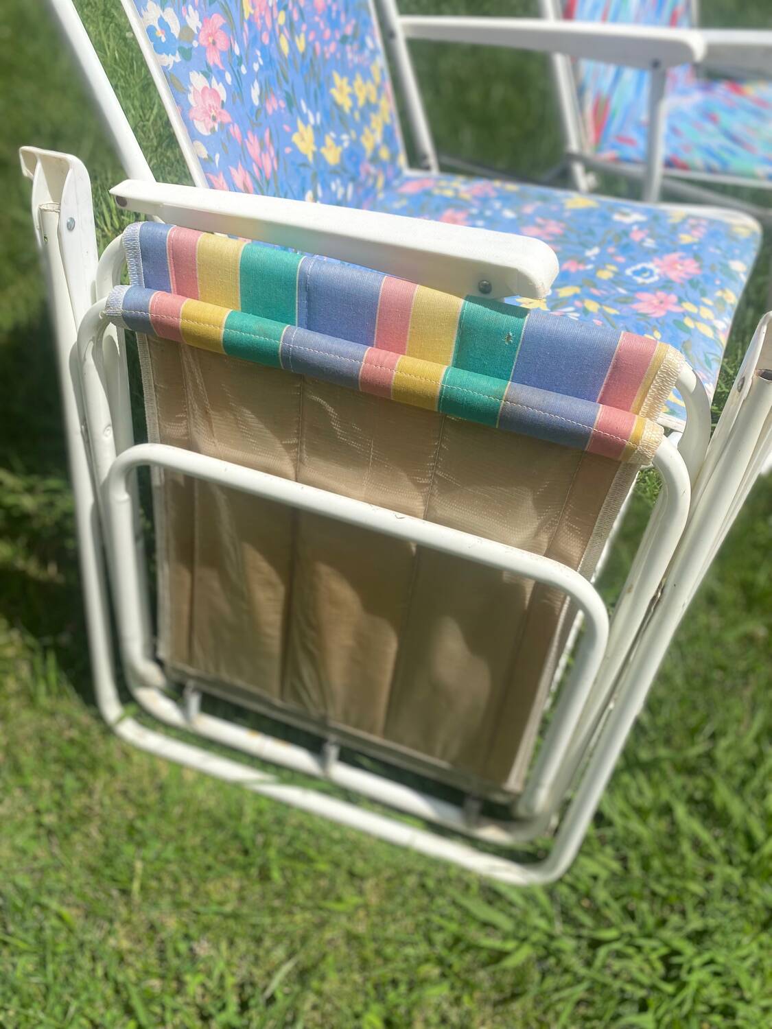 Chaise camping vintage rayée