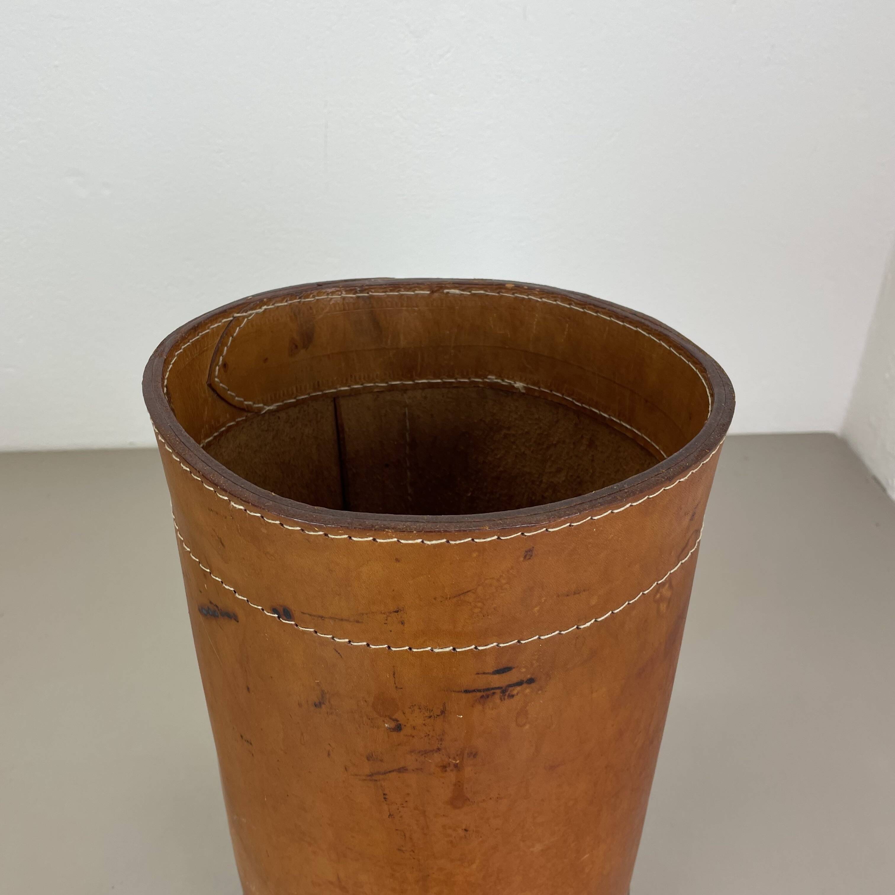 lovely real leather paper bin basket by Torben Ørskov & Co Denmark, 1960s
