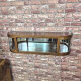 Upcycled Art Deco Oak Wall Display Cabinet with Slatted Glass Corners - 195