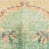 6x10 Peach Beige & Green Soft Wool Vintage Rug, 201x308Cm SK 5621