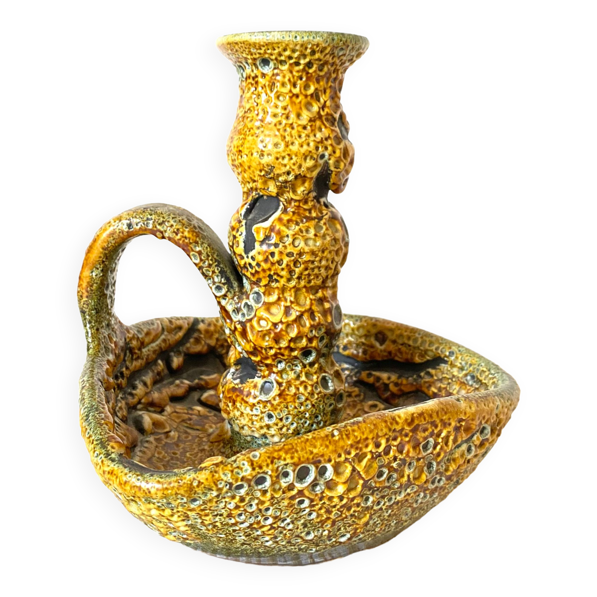 Fat lava ceramic candle holder, 1970s