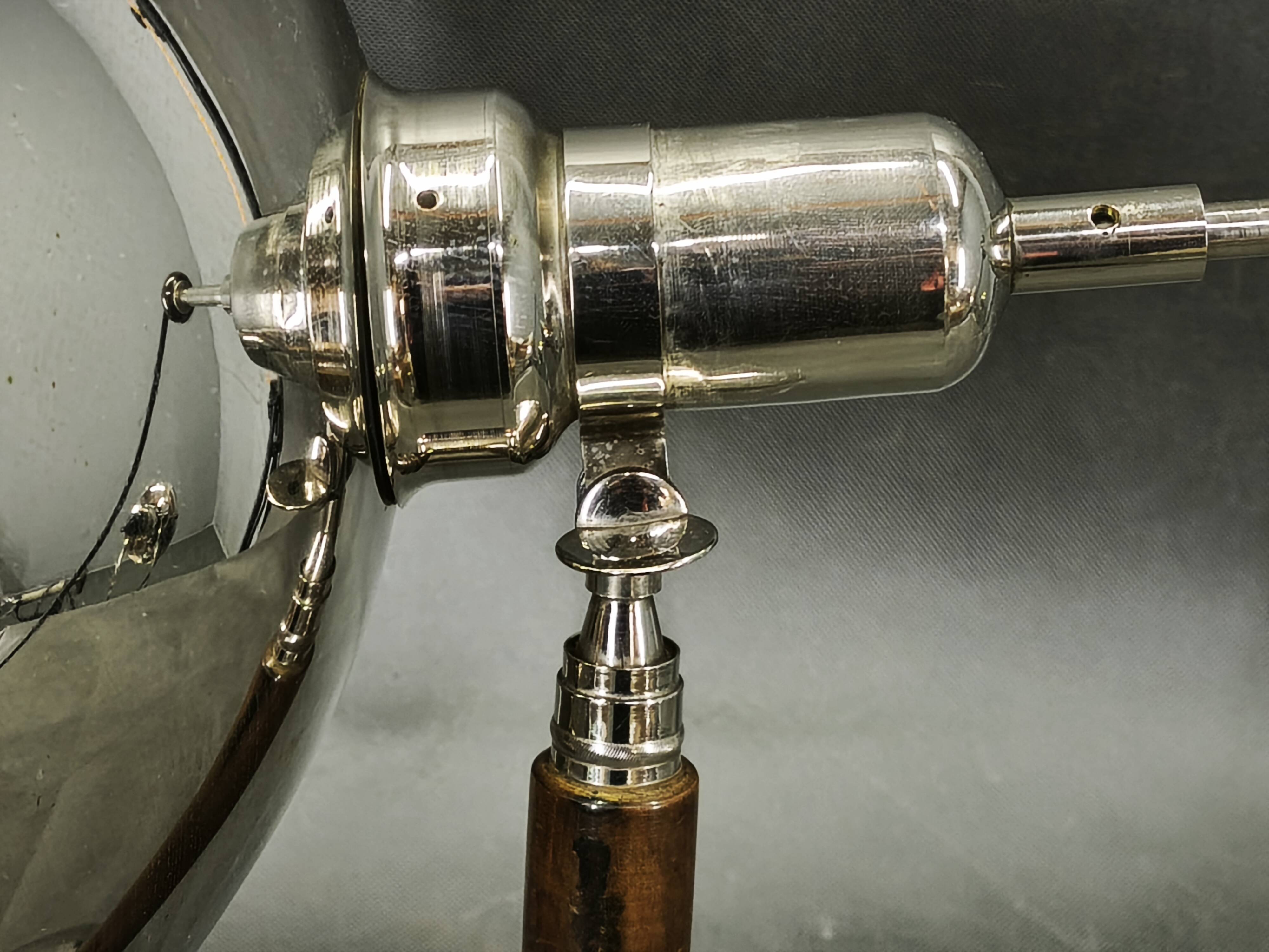 1930s Bauhaus Chrome Table Lamp with Beech Handle, Czechoslovakia