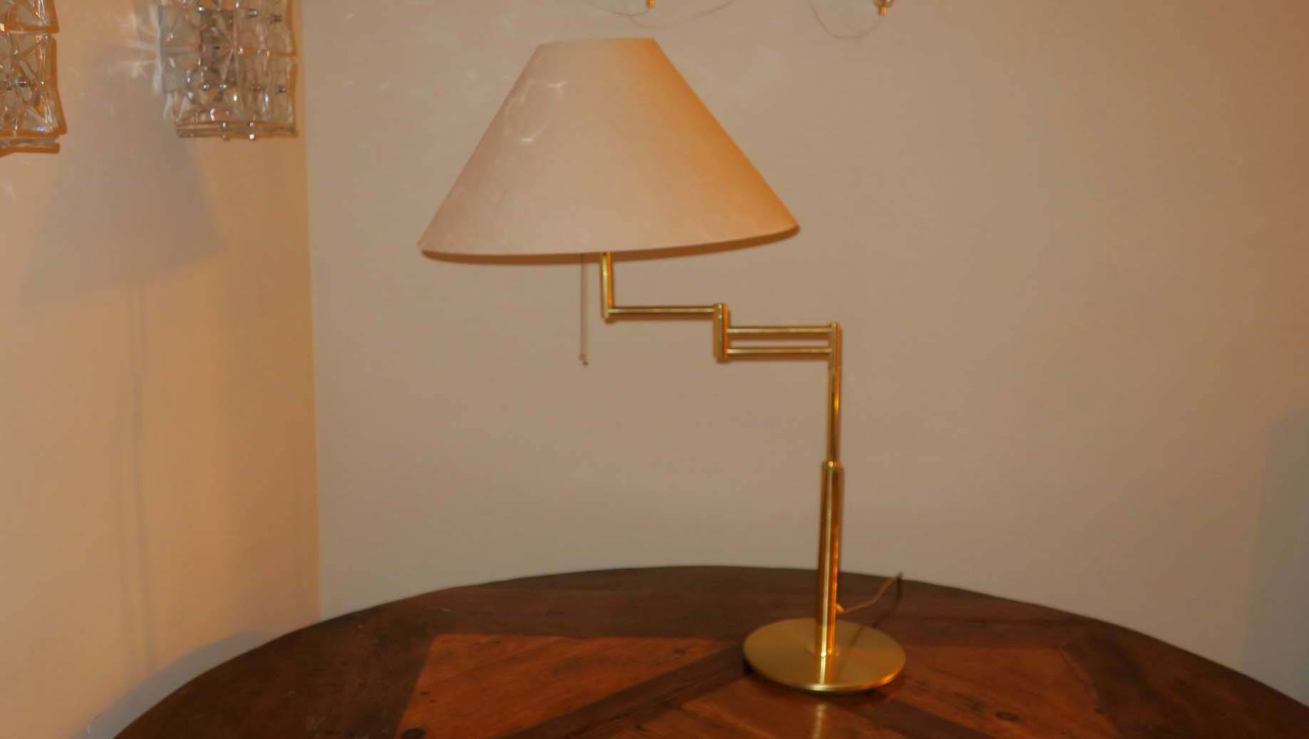 Relux Milano multi-adjustable brass table lamp, Italy 1970s