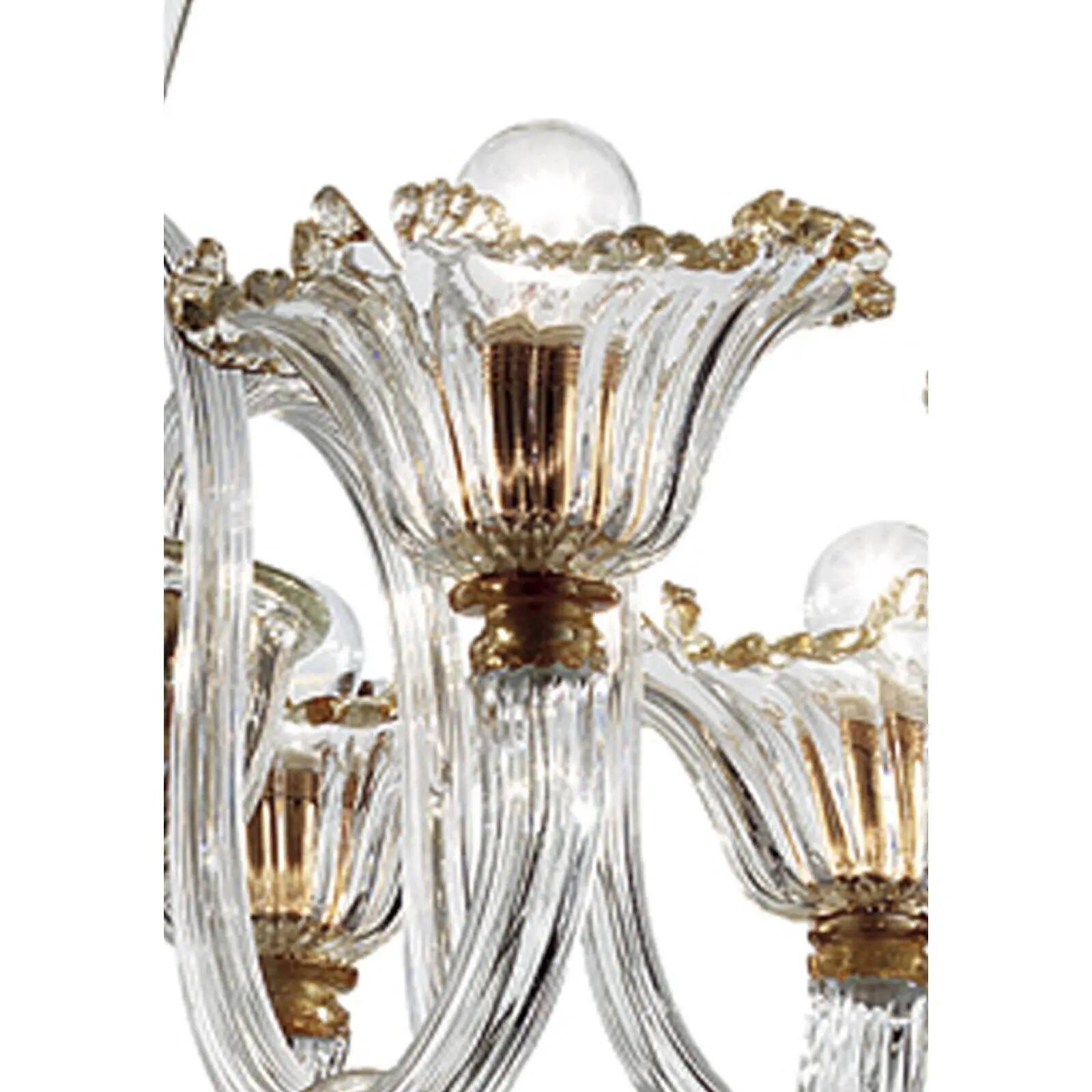Elegant Romantic Murano Glass Chandelier With Floral Accents