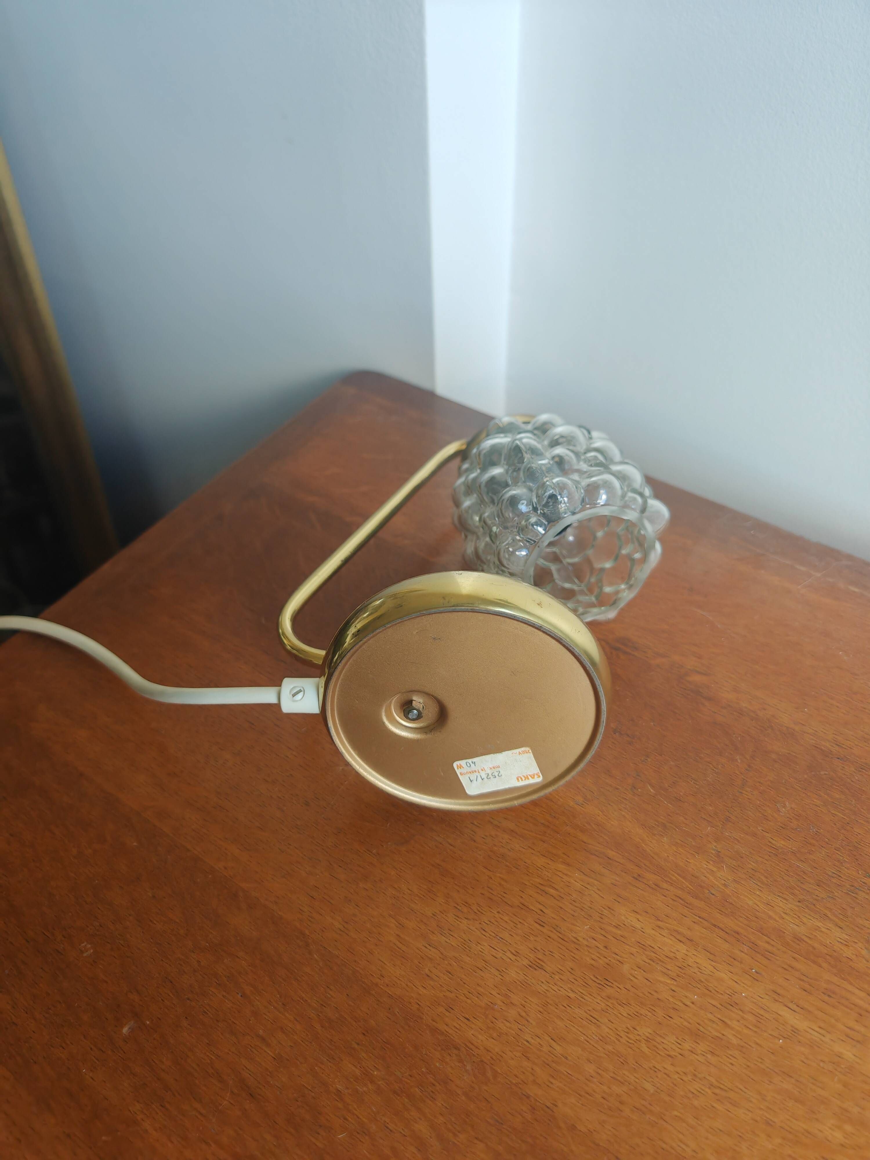 Small vintage brass and bubble glass lamp SARU (Germany) – 1960s
