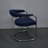 Anton Lorenz for Thonet "Ss33" chrome Armchair in blue fabric , 1970s