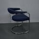 Anton Lorenz for Thonet "Ss33" chrome Armchair in blue fabric , 1970s