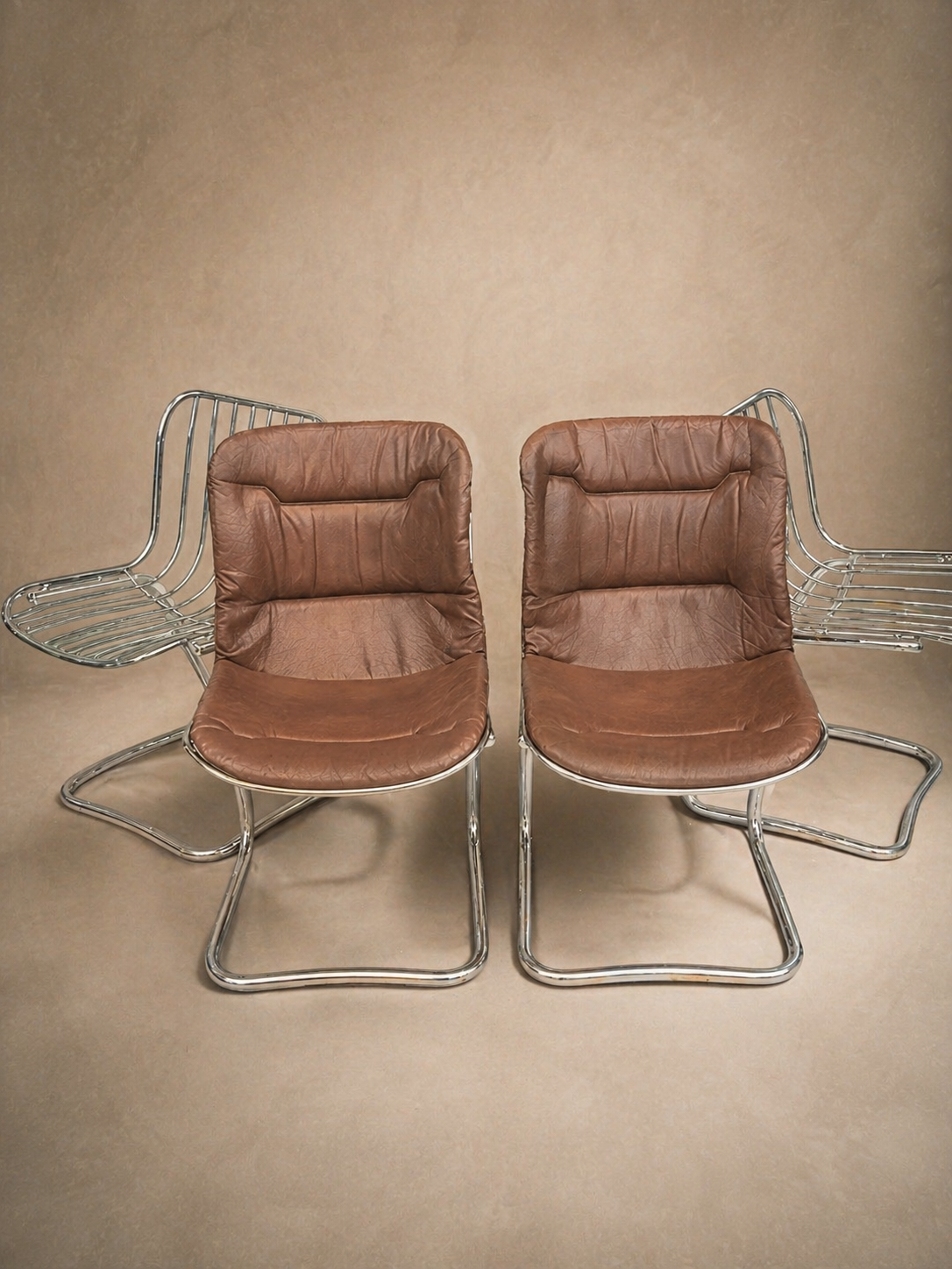 Set of 4 chrome chairs G. Rinaldi