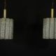 Pair of Murano glass and brass chandeliers