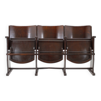 Banc de cinéma 3 places des années 1970 par TON, Tchécoslovaquie