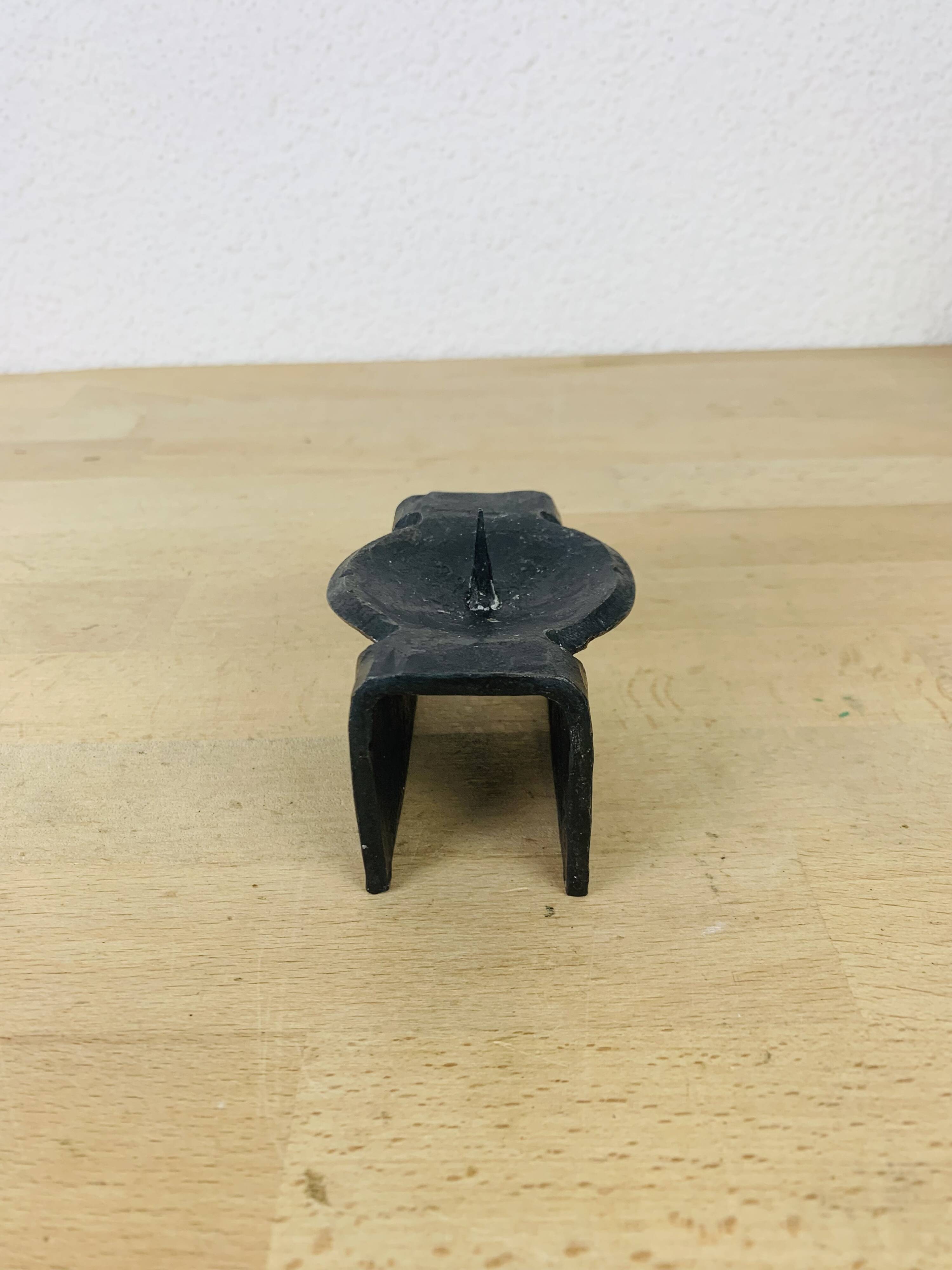 Vintage wrought iron brutalist candle holder
