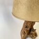 1950s wooden lamp, recent 2M fabric cable, tracing lampshade