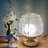 Vintage art deco globe table lamp in frosted glass