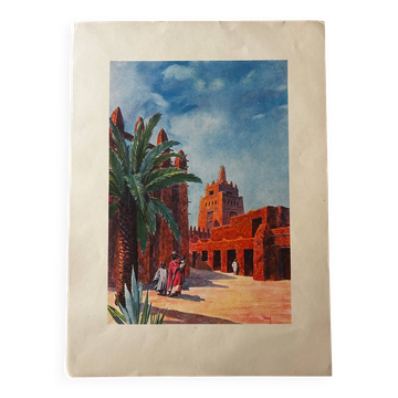 lithographie orientaliste des années 50