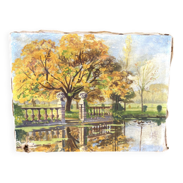 Peinture ancienne jardin Gourbesville Normandie
