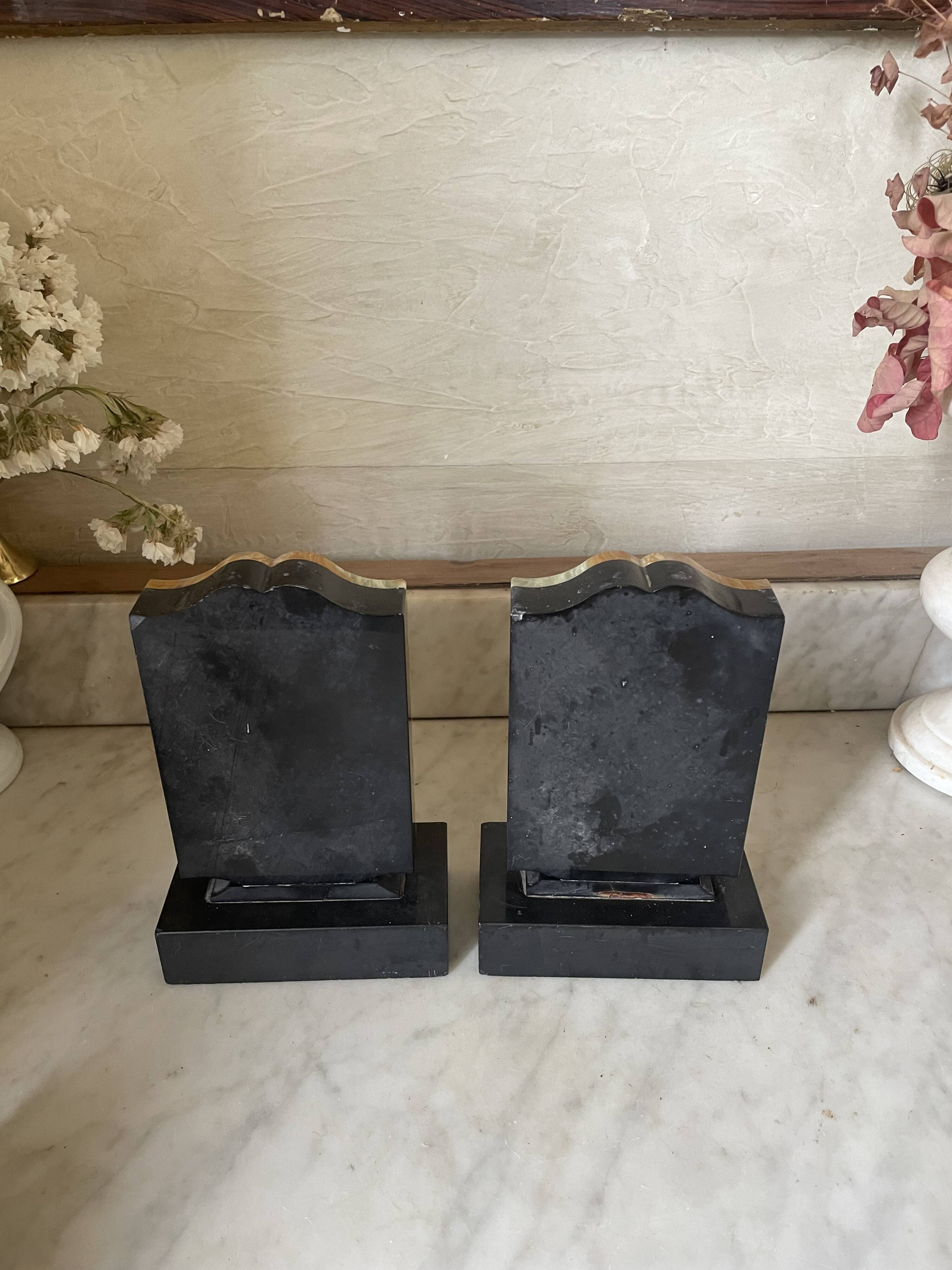 Art Deco onyx and marble bookends