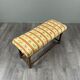 Antique Turned Wood Bench, Floral Tapestry Seat, 20th Century