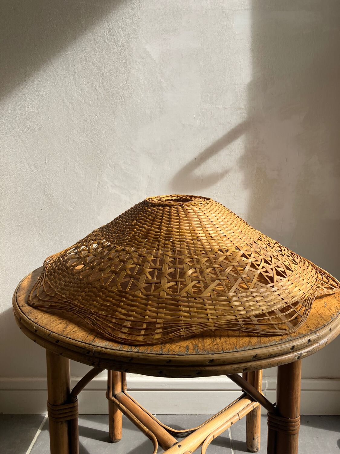Vintage rattan and wicker pendant light