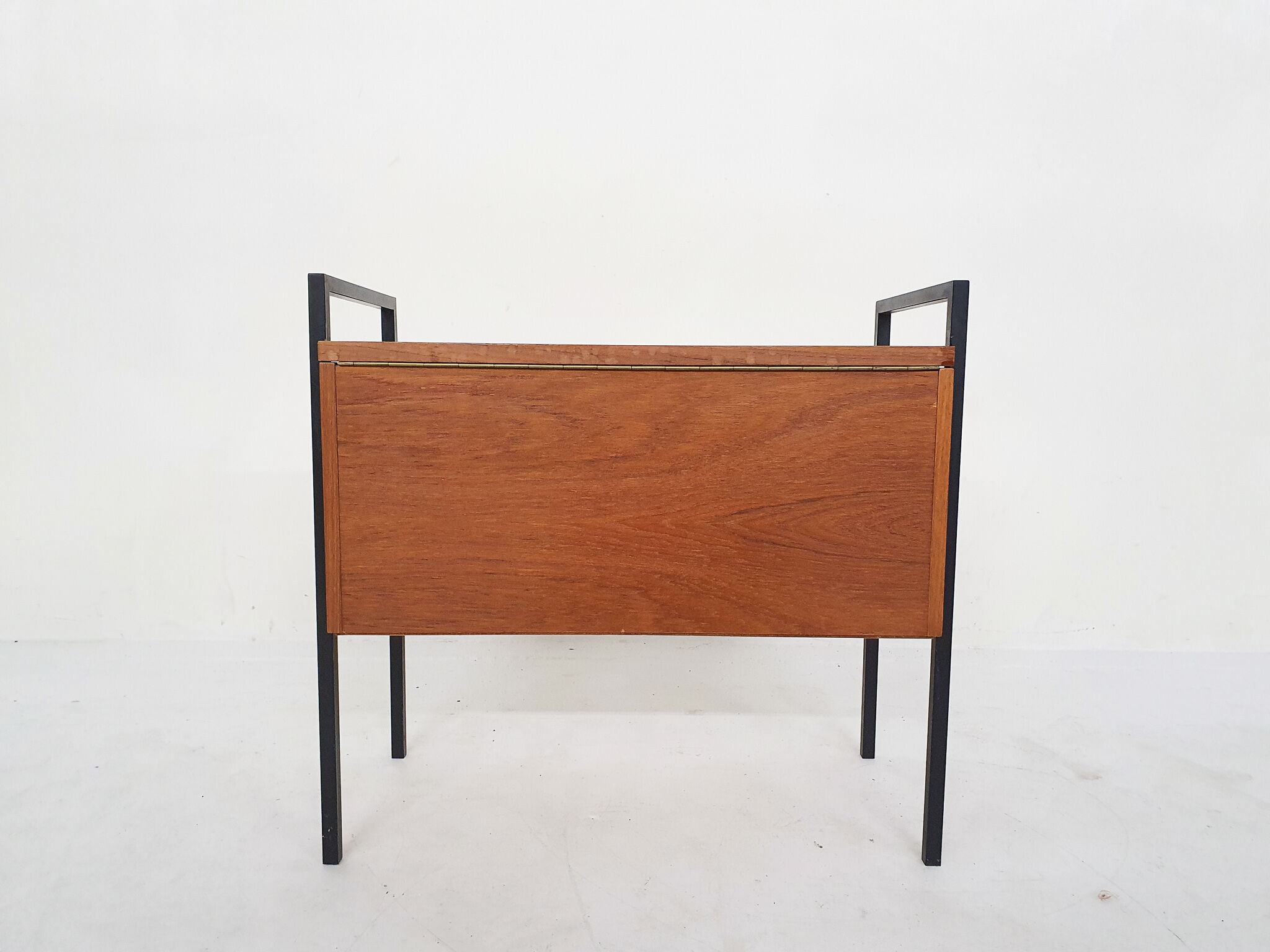 Teak and minimalistic metal sewing box, The Netherlands 1960's