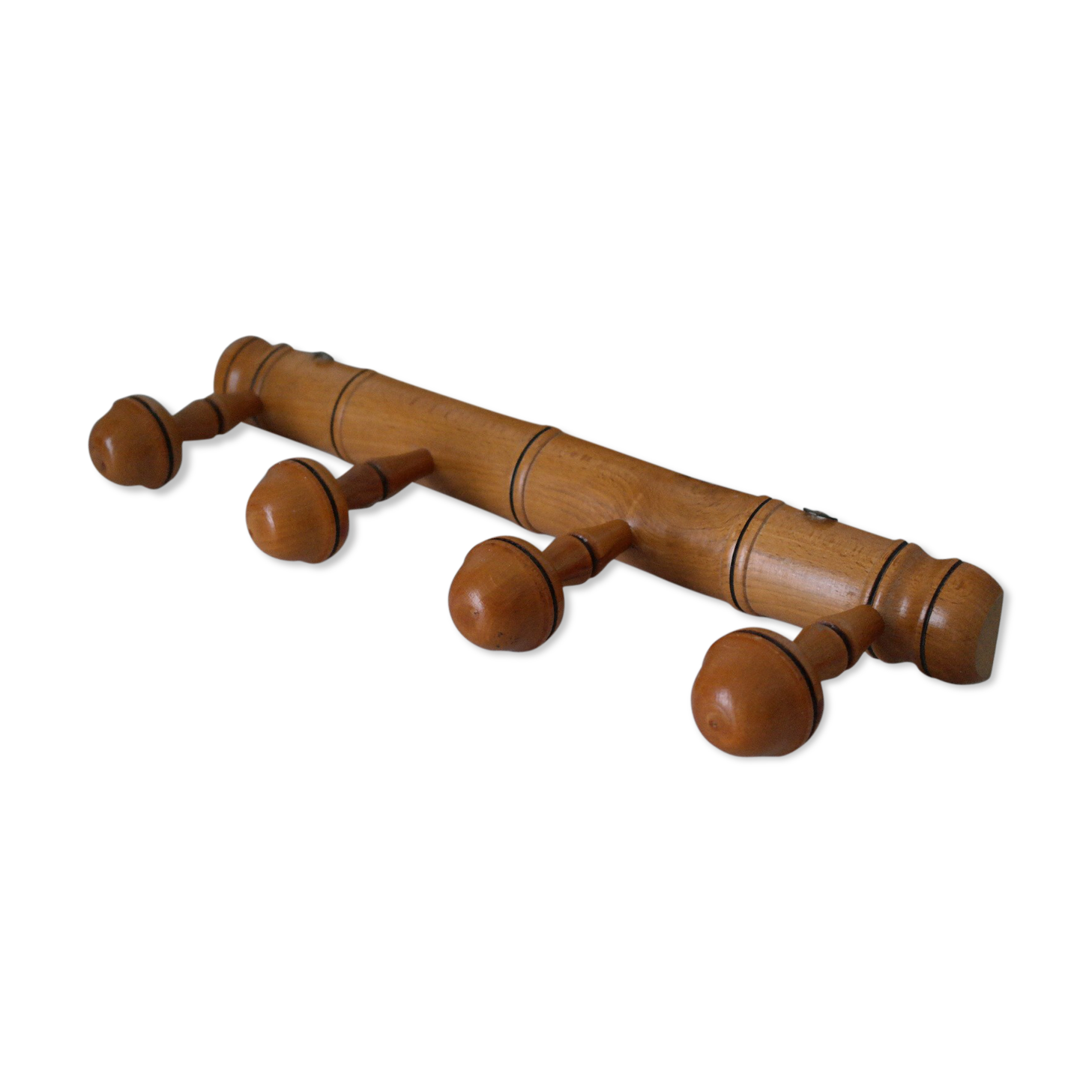 Vintage bamboo style wooden coat rack