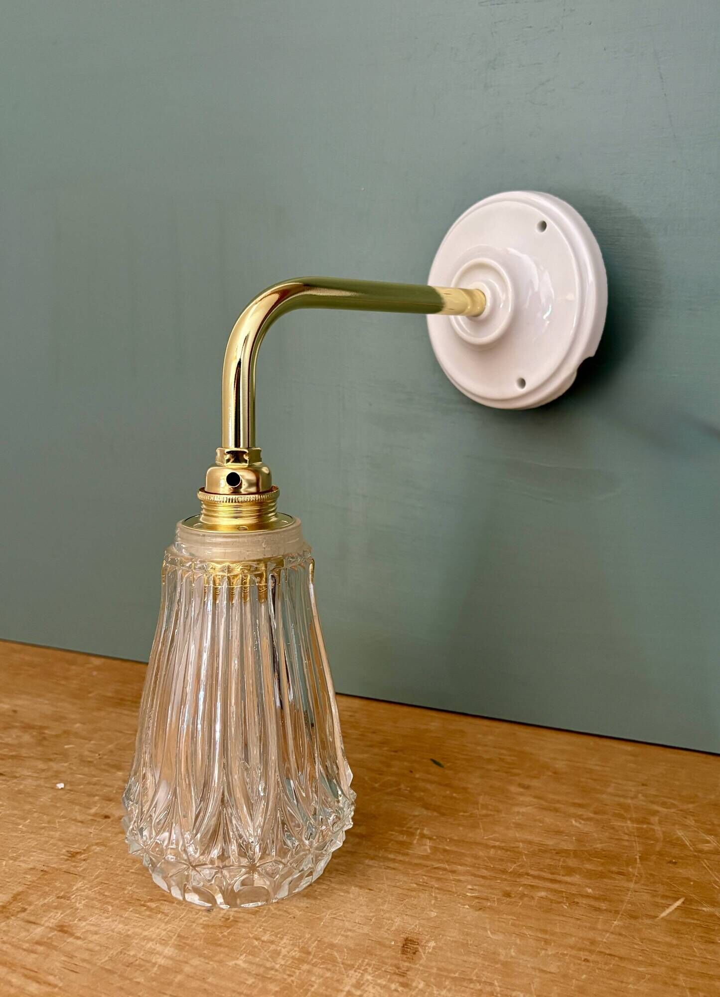 Vintage cut glass tulip wall light