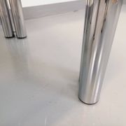Vintage Italian Space Age square coffee table in smoked glass and chrome metal