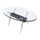 Midcentury Oval Glass Coffee Table with Portoro Marble, Italy