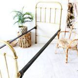 Vintage yellow gold brass divan, single bed from the 1960s, France / Czech Republic.