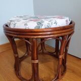 Wicker pouf with cushion